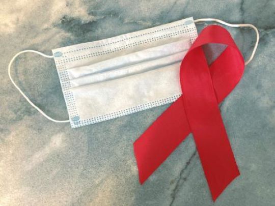 HIV ribbon and mask