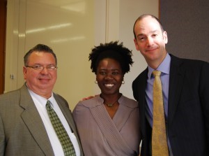 L-R: Humberto Cruz, AIDS Institute Director; Dr. Cheryl Smith, AIDS Institute Associate Medical Director; Miguel Gomez, Director, HIV.gov (2012)