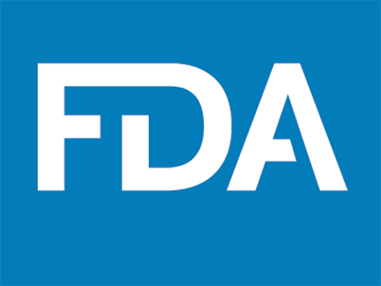 FDA logo - white letters on a blue background