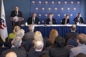 Buck Buckingham moderating the Global Health Service Partnership panel